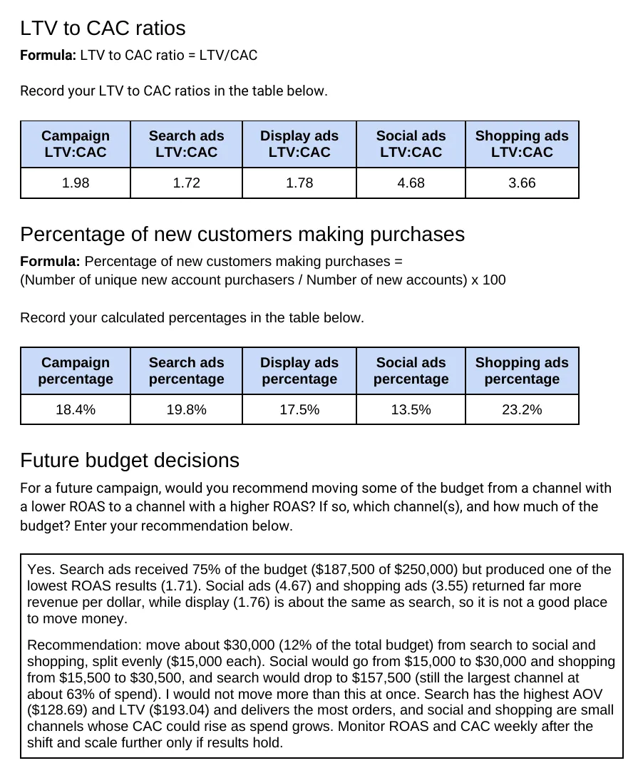 ROI calculations for a campaign debrief, Page 2 of 3